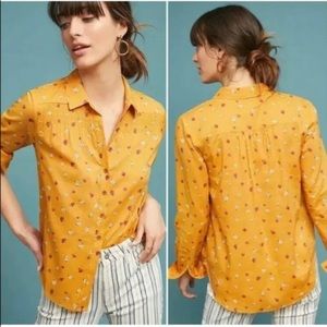 Anthropologie Maeve Calico Sz 14 top with Smocking
